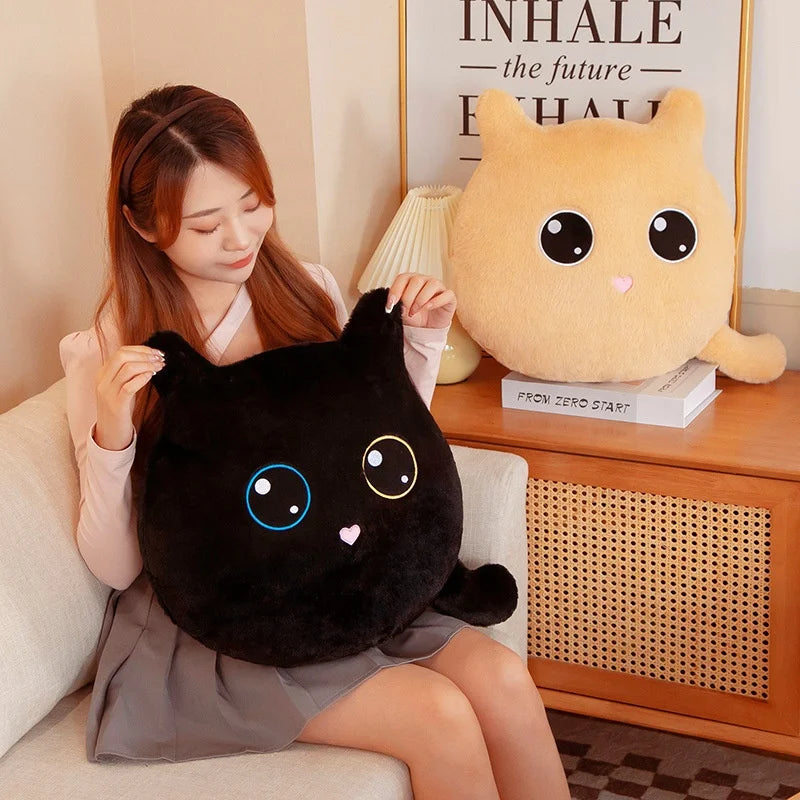 OEM Cute Black Cat Stuffed Animal Dolls Custom Soft Plushie Sofa Pillow Comforter PP Cotton Filling Mesh for Baby Toy Bedding