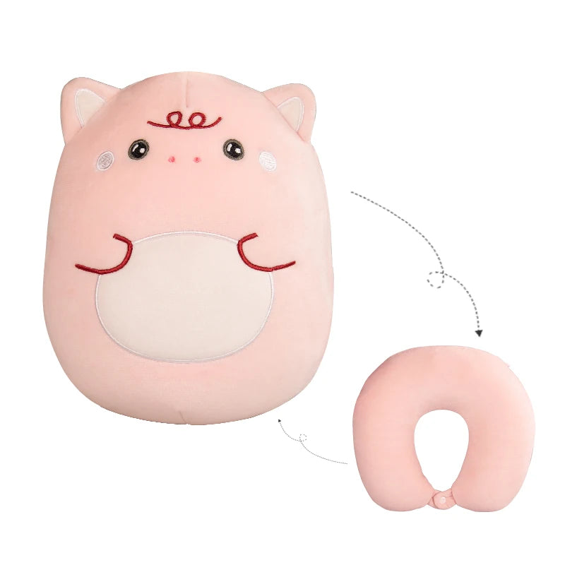 Cartoon Cute Cat 2 in 1 U Shape Travel Neck Pillow Micro Beads Cushion Animal Design for Kids Teenagers Adults Toy