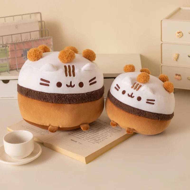 Cute Cat Sandwich Biscuit Plush Pillow Kawaii Cat Shaped Ice Cream Cake Plushie Soft Toy Small Decorative Pillow For Girl Friend