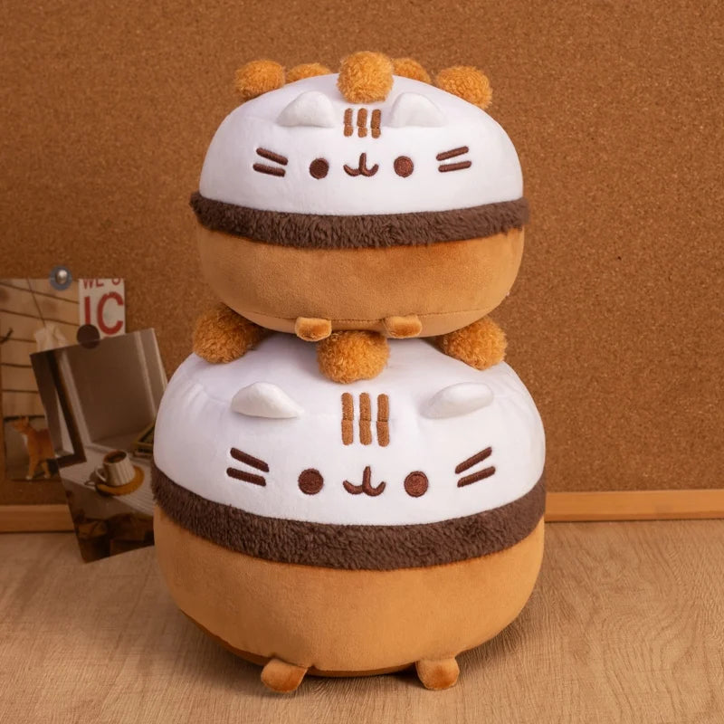 Cute Cat Sandwich Biscuit Plush Pillow Kawaii Cat Shaped Ice Cream Cake Plushie Soft Toy Small Decorative Pillow For Girl Friend